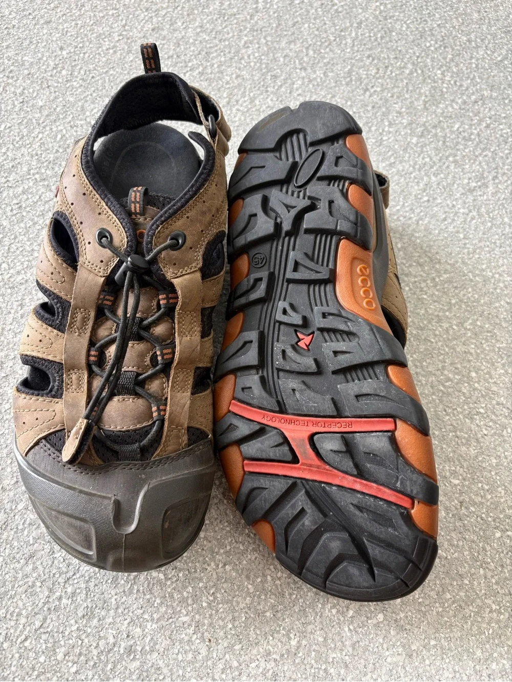 ECCO Men’s Brown Leather Outdoor Sandals size 45 (11.5)